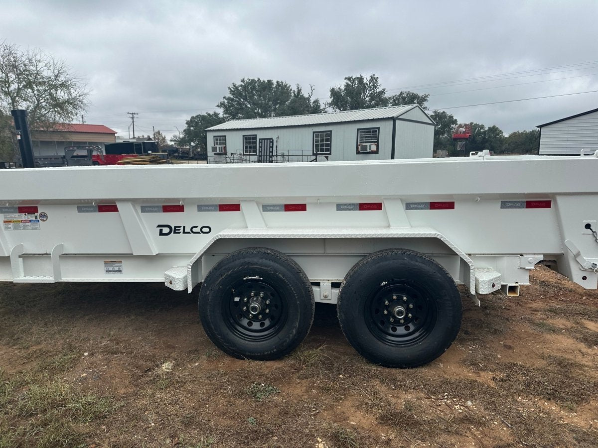 SALE - Delco 83"x14' Tandem Telescopic Dump Trailer 14K WHITE 1330 - J4 Trailer