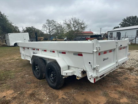 SALE - Delco 83"x14' Tandem Telescopic Dump Trailer 14K WHITE 1330 - J4 Trailer