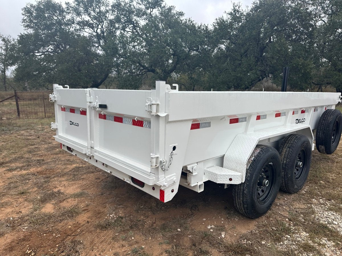 SALE - Delco 83"x14' Tandem Telescopic Dump Trailer 14K WHITE 1330 - J4 Trailer