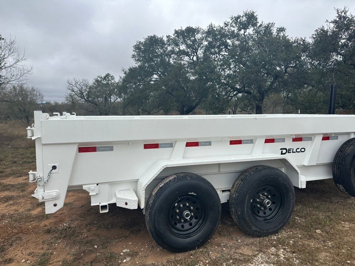 SALE - Delco 83"x14' Tandem Telescopic Dump Trailer 14K WHITE 1330 - J4 Trailer