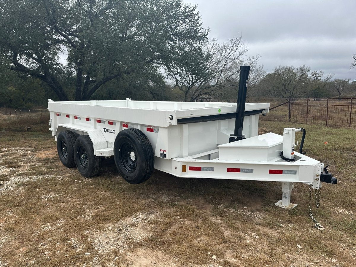 SALE - Delco 83"x14' Tandem Telescopic Dump Trailer 14K WHITE 1330 - J4 Trailer