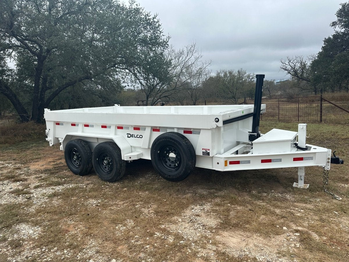 SALE - Delco 83"x14' Tandem Telescopic Dump Trailer 14K WHITE 1330 - J4 Trailer