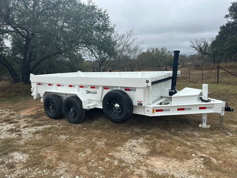 SALE - Delco 83"x14' Tandem Telescopic Dump Trailer 14K WHITE 1330 - J4 Trailer