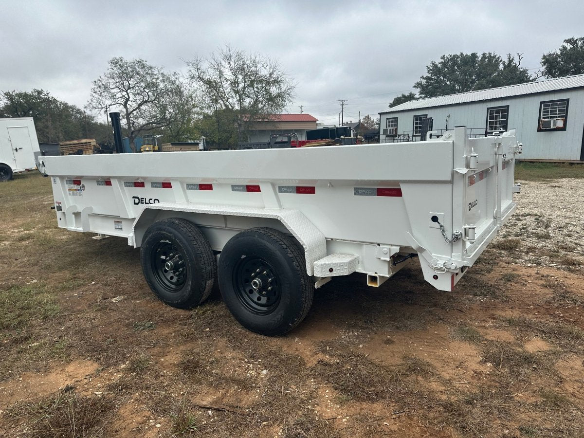 SALE - Delco 83"x14' Tandem Telescopic Dump Trailer 14K WHITE 1330 - J4 Trailer