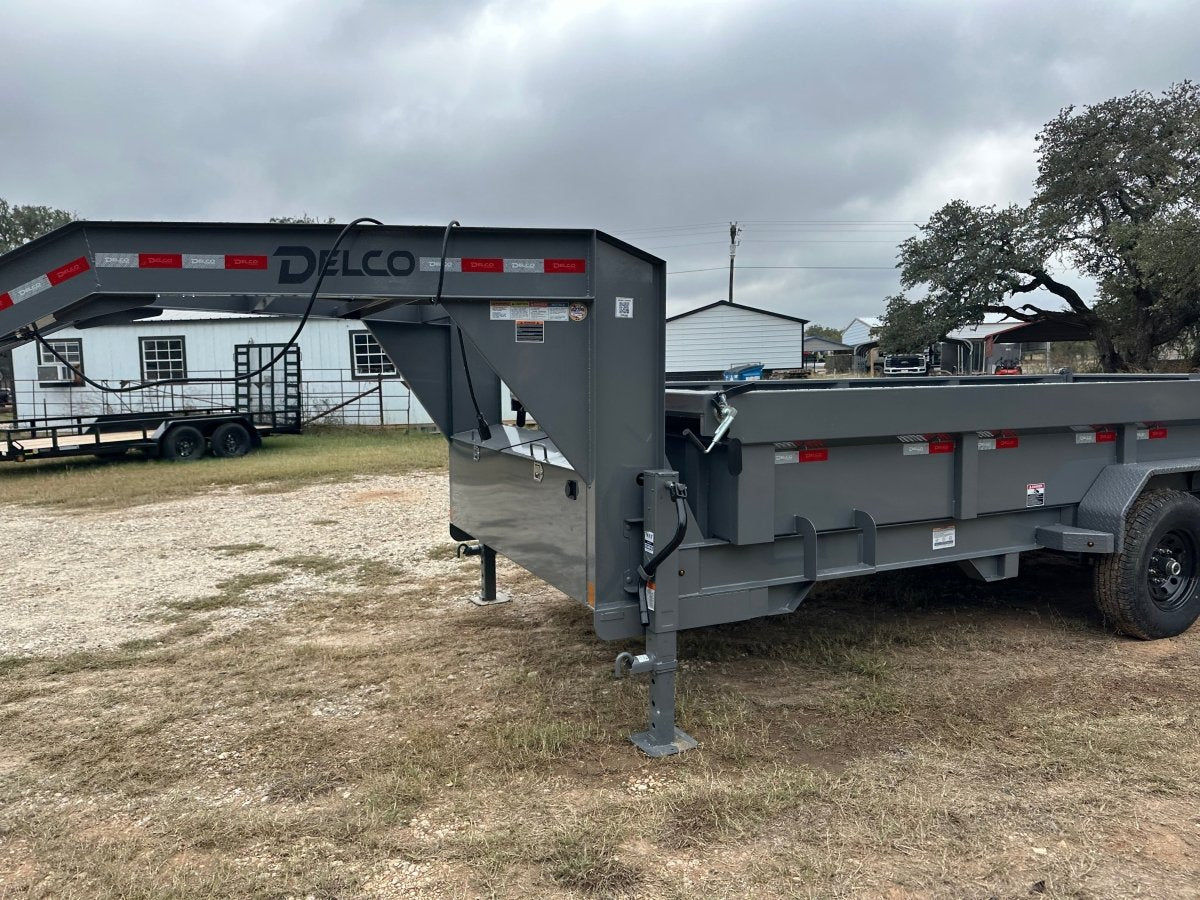 SALE - Delco Gooseneck Dump 83"x16' 2ft sides - 14k - GRAY - 0289 - J4 Trailer