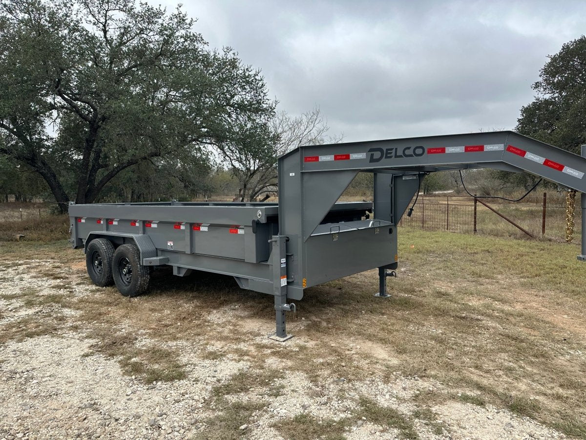 SALE - Delco Gooseneck Dump 83"x16' 2ft sides - 14k - GRAY - 0289 - J4 Trailer