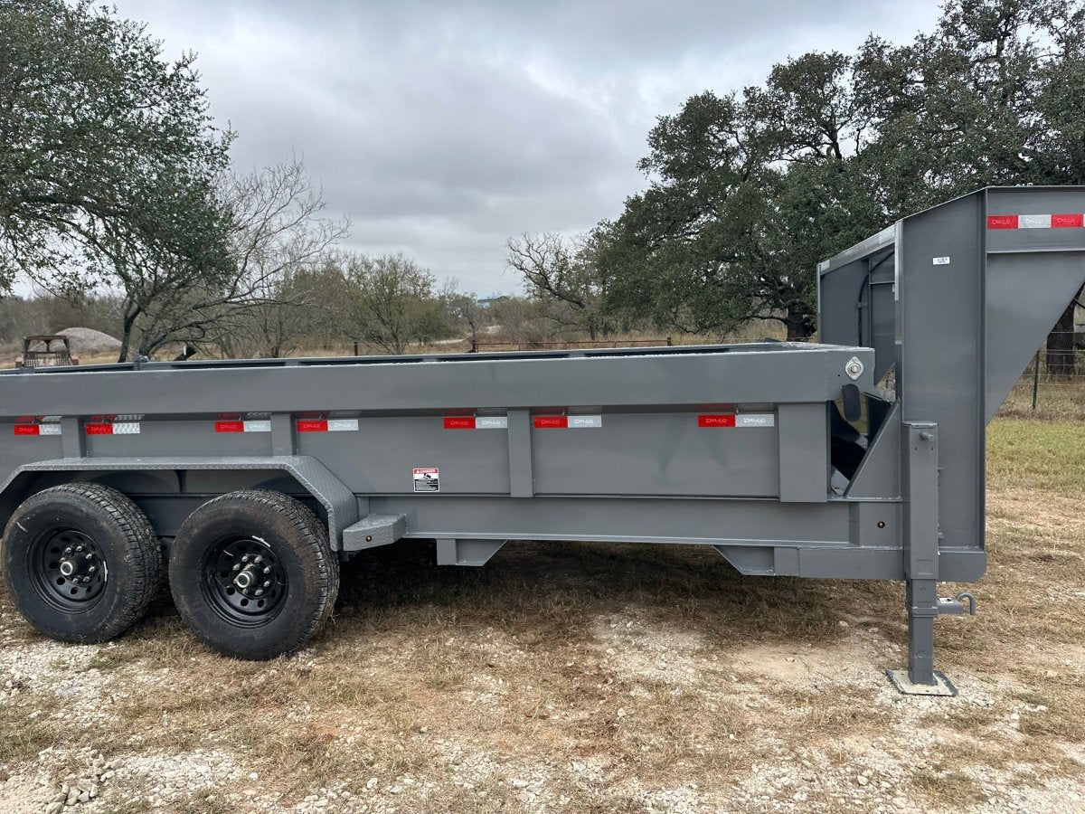 SALE - Delco Gooseneck Dump 83"x16' 2ft sides - 14k - GRAY - 0289 - J4 Trailer