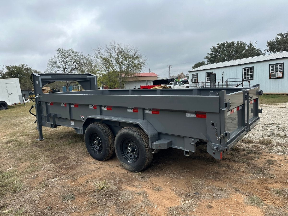 SALE - Delco Gooseneck Dump 83"x16' 2ft sides - 14k - GRAY - 0289 - J4 Trailer