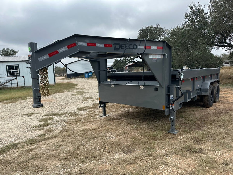 SALE - Delco Gooseneck Dump 83"x16' 2ft sides - 14k - GRAY - 0289 - J4 Trailer