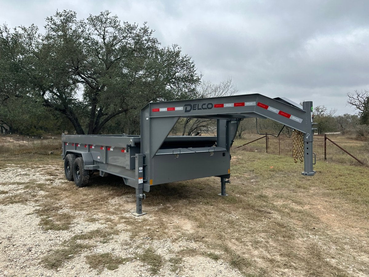 SALE - Delco Gooseneck Dump 83"x16' 2ft sides - 14k - GRAY - 0289 - J4 Trailer