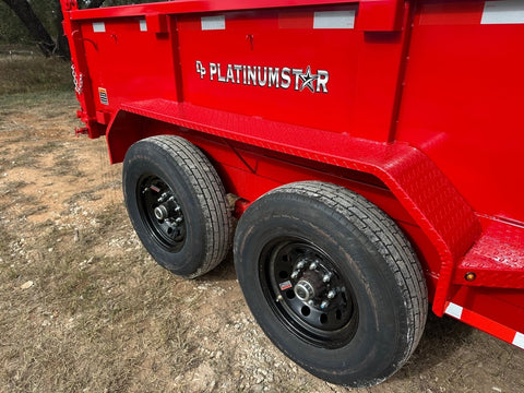 SALE - DP Platinumstar 83"x14' Eco Tandem 14k Dump RED - 1740 - J4 Trailer