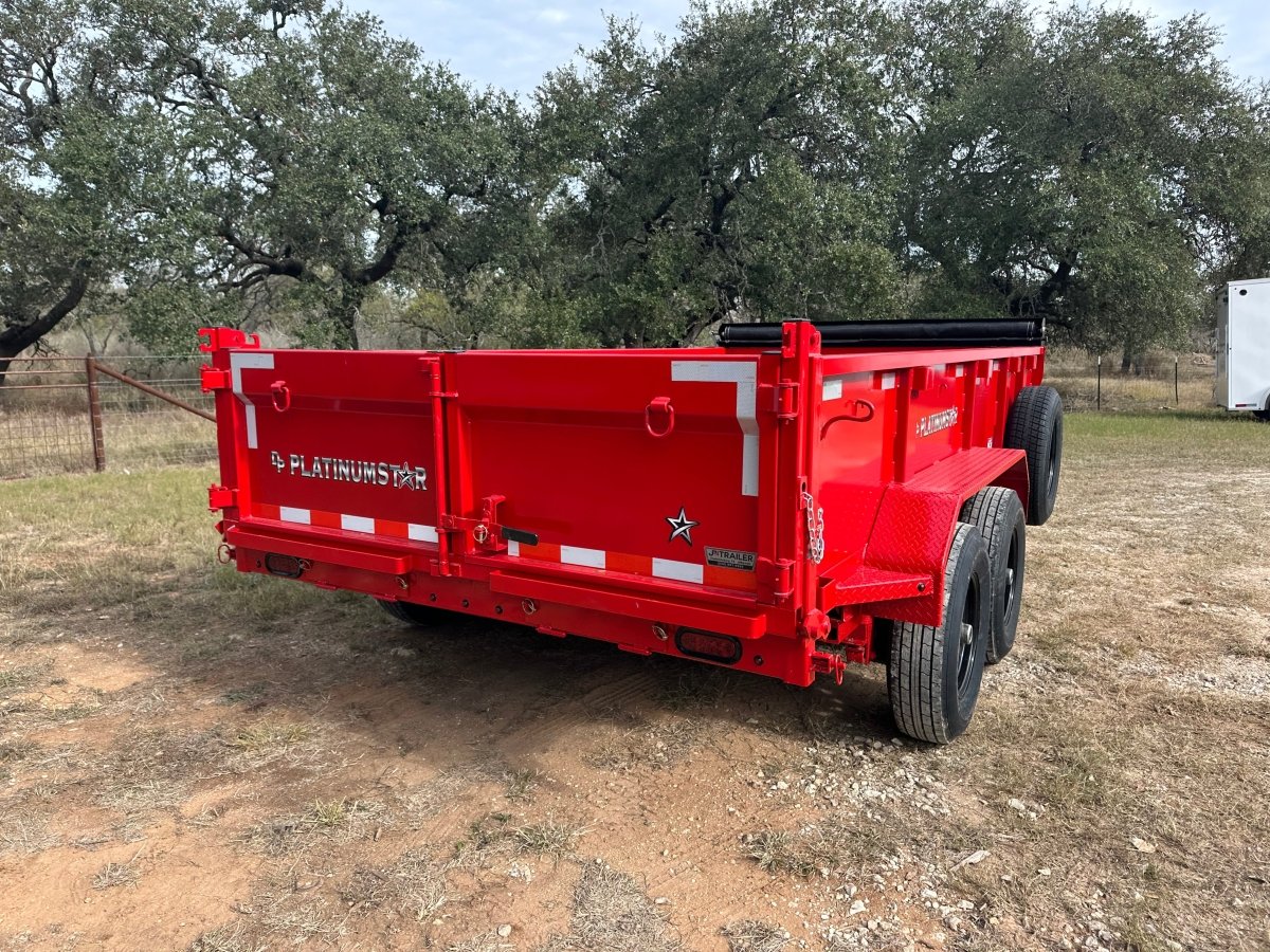 SALE - DP Platinumstar 83"x14' Eco Tandem 14k Dump RED - 1740 - J4 Trailer
