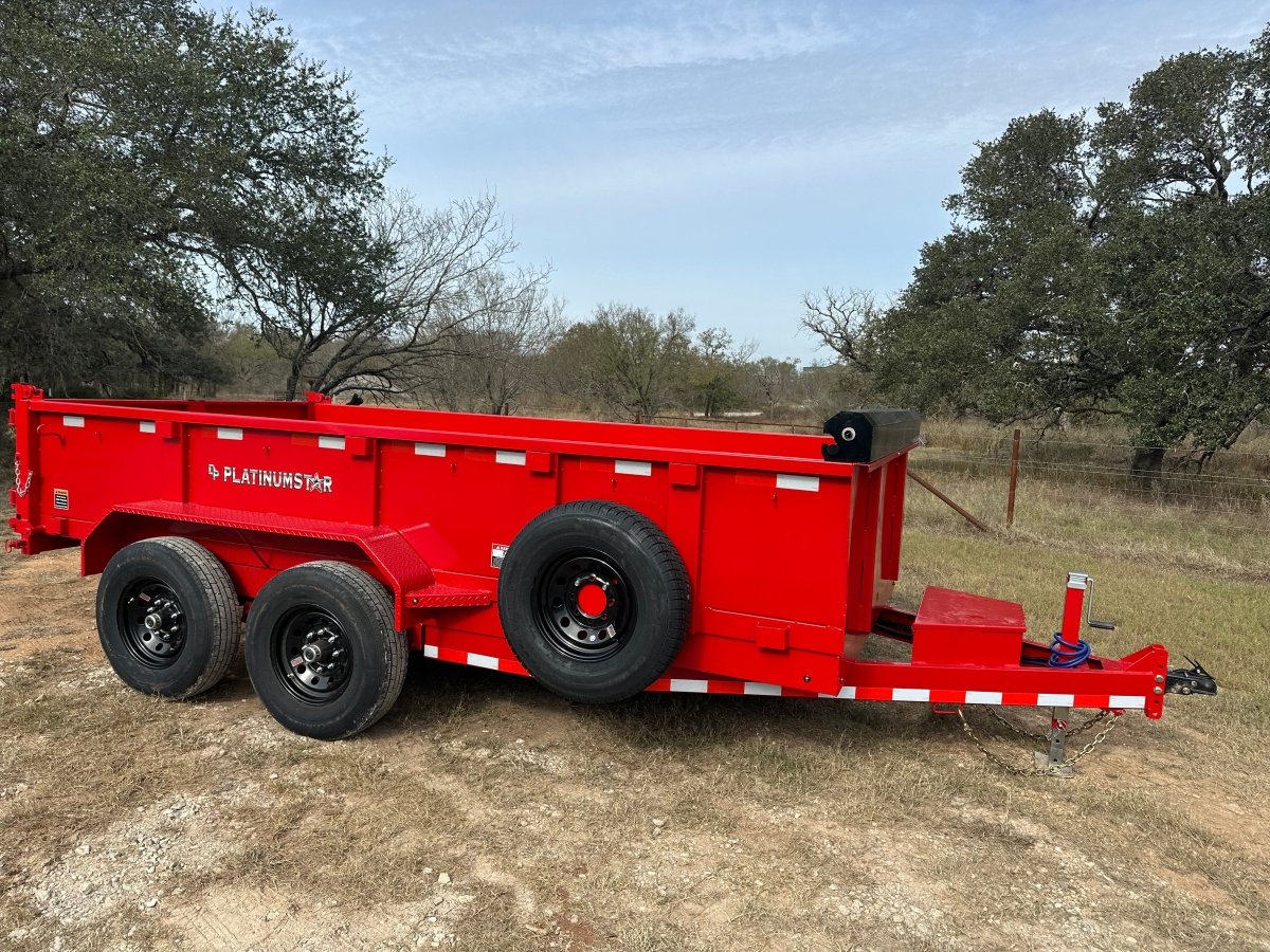 SALE - DP Platinumstar 83"x14' Eco Tandem 14k Dump RED - 1740 - J4 Trailer