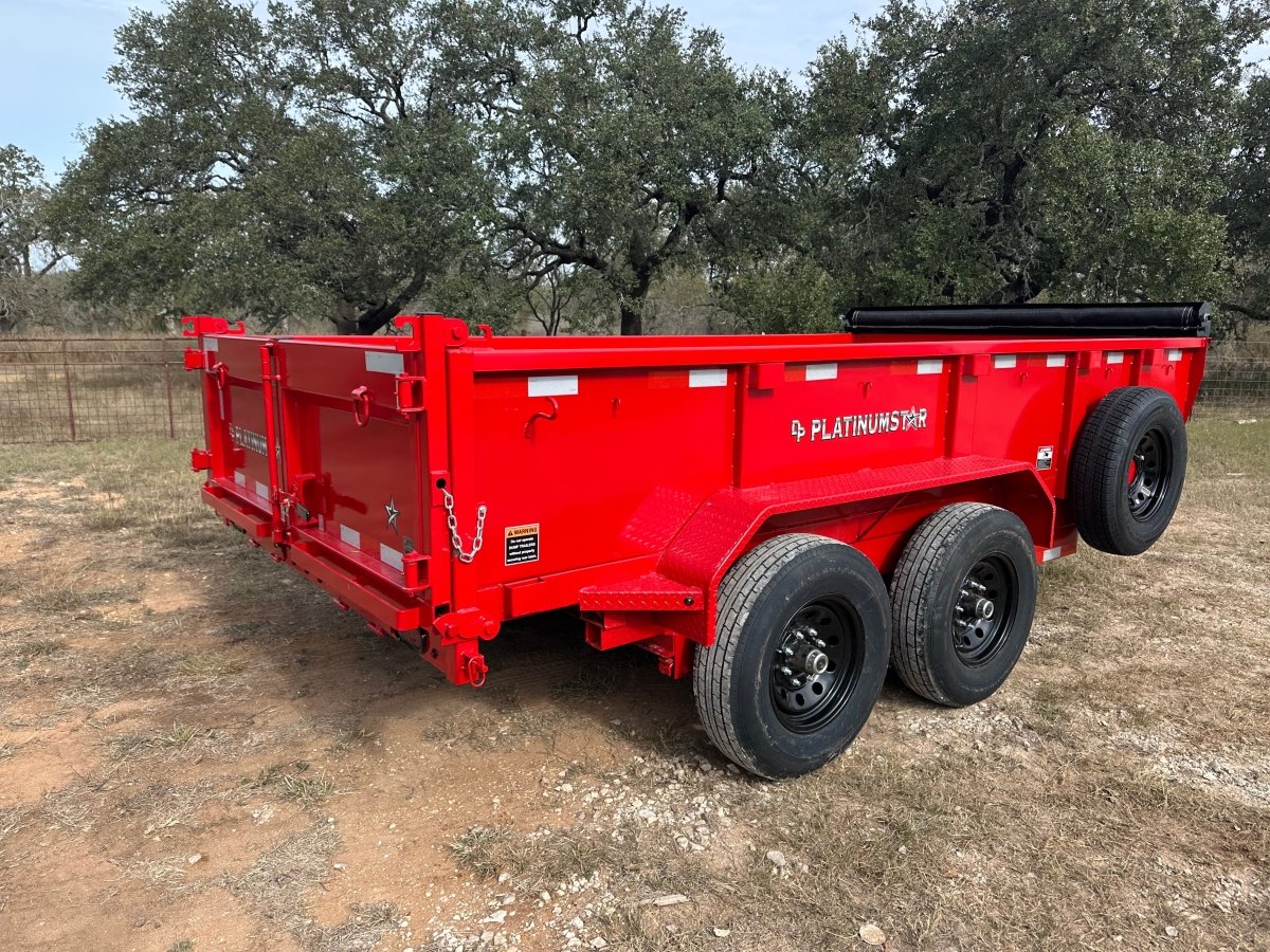 SALE - DP Platinumstar 83"x14' Eco Tandem 14k Dump RED - 1740 - J4 Trailer