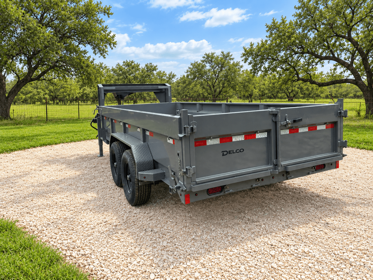 SALE - SCRATCH & DENT Delco Gooseneck Dump 83"x16' 2ft sides - 14K - GRAY - 4474 - J4 Trailer