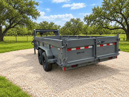 SALE - SCRATCH & DENT Delco Gooseneck Dump 83"x16' 2ft sides - 14K - GRAY - 4474 - J4 Trailer