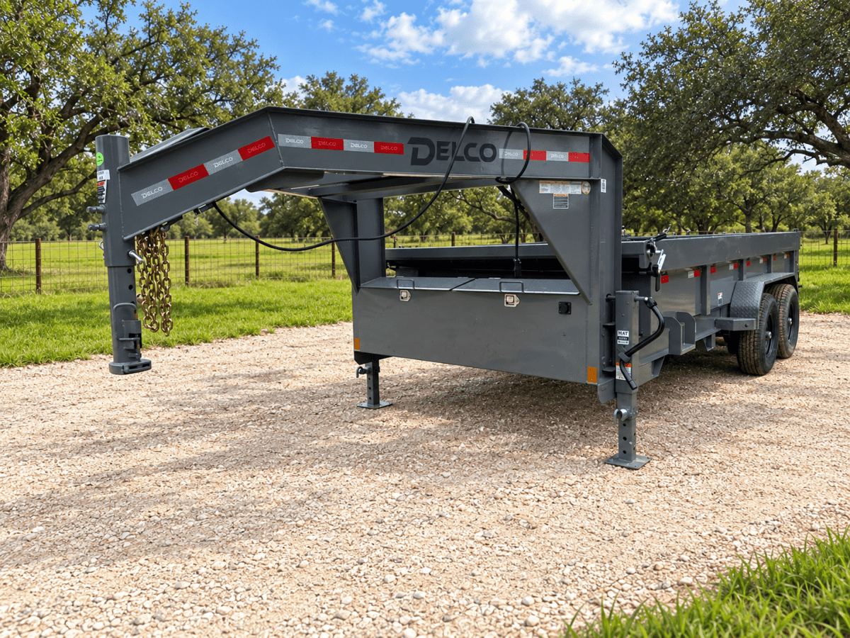 SALE - SCRATCH & DENT Delco Gooseneck Dump 83"x16' 2ft sides - 14K - GRAY - 4474 - J4 Trailer