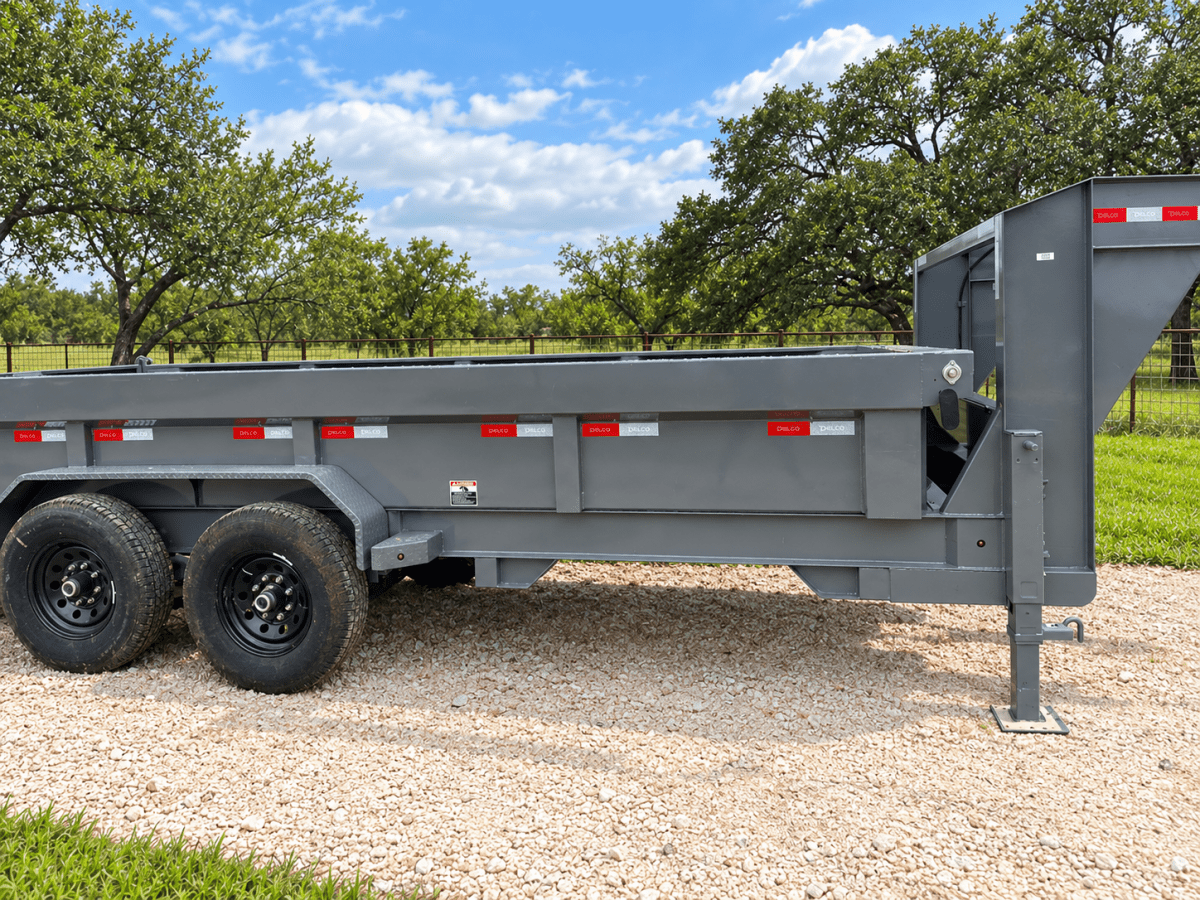SALE - SCRATCH & DENT Delco Gooseneck Dump 83"x16' 2ft sides - 14K - GRAY - 4474 - J4 Trailer