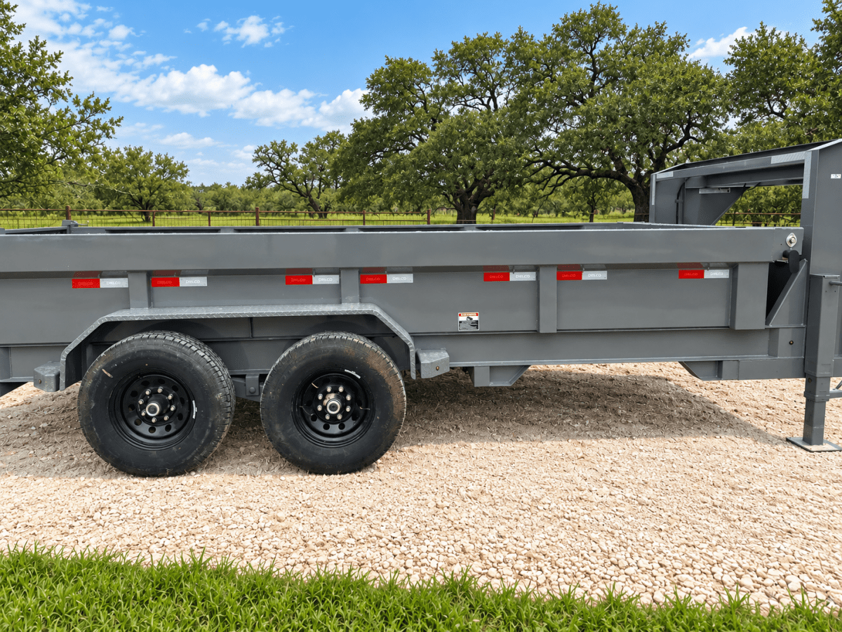 SALE - SCRATCH & DENT Delco Gooseneck Dump 83"x16' 2ft sides - 14K - GRAY - 4474 - J4 Trailer