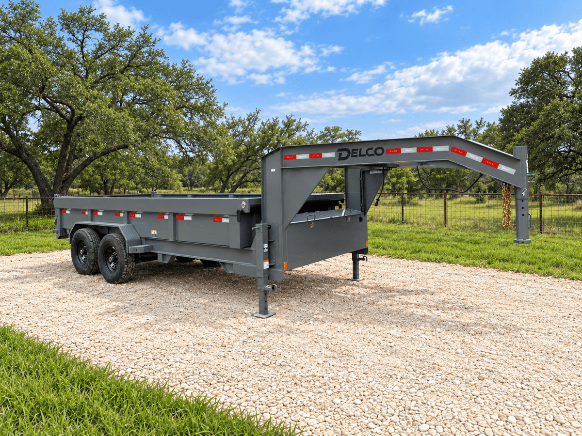 SALE - SCRATCH & DENT Delco Gooseneck Dump 83"x16' 2ft sides - 14K - GRAY - 4474 - J4 Trailer