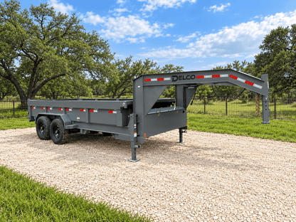 SALE - SCRATCH & DENT Delco Gooseneck Dump 83"x16' 2ft sides - 14K - GRAY - 4474 - J4 Trailer