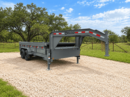 SALE - SCRATCH & DENT Delco Gooseneck Dump 83"x16' 2ft sides - 14K - GRAY - 4474 - J4 Trailer