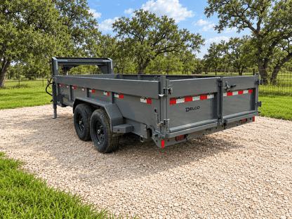 SALE - SCRATCH & DENT Delco Gooseneck Dump 83"x16' 2ft sides - 14K - GRAY - 4474 - J4 Trailer