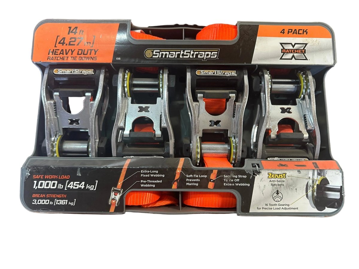SmartStraps Ratchet - X Straps w/ S - Hooks - 1 - 1/4" (Qty 4) - J4 Trailer
