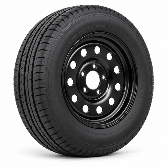 Spare Tire with Wheel ST225/75R15 LRE RAMBLER ON 15x6 550 Black Mod - J4 Trailer