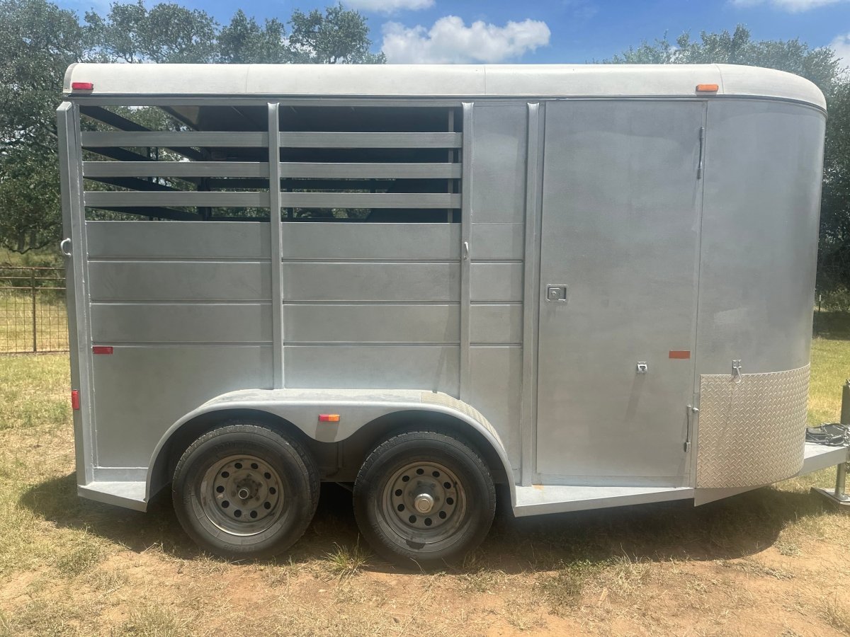 USED 2015 CM 6x14 Silver 2 Horse Slant Bumper Trailer- 4479 - J4 Trailer