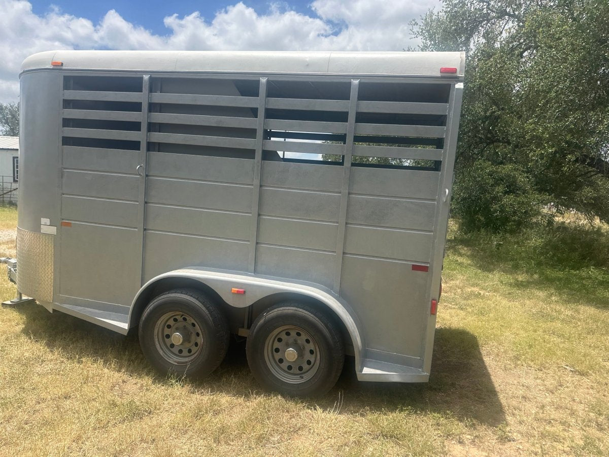USED 2015 CM 6x14 Silver 2 Horse Slant Bumper Trailer- 4479 - J4 Trailer