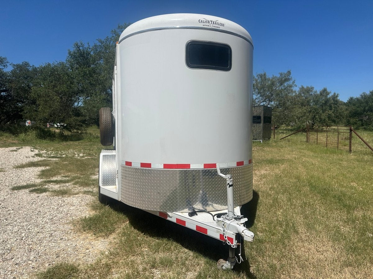 USED 2022 Calico 6x12 White 2 Horse Slant Bumper Trailer - 0566 - J4 Trailer