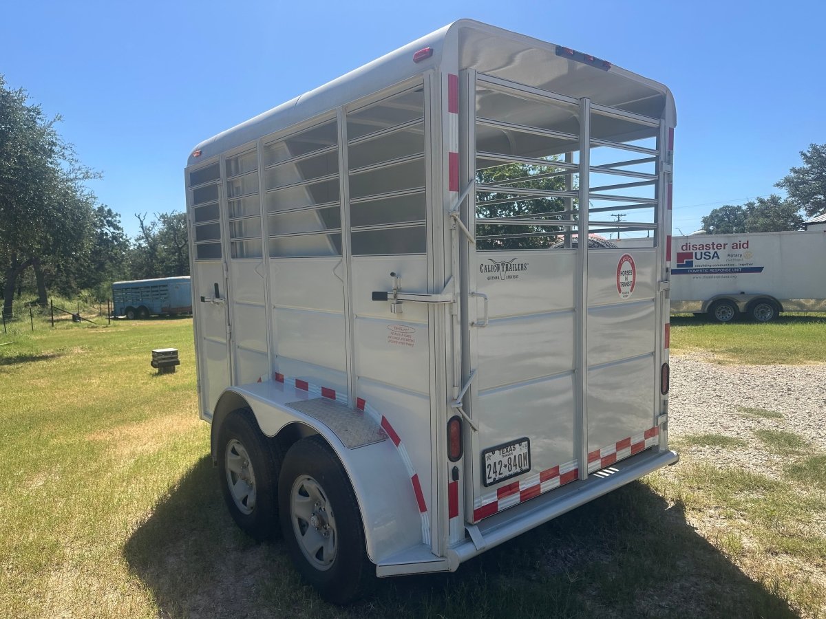 USED 2022 Calico 6x12 White 2 Horse Slant Bumper Trailer - 0566 - J4 Trailer