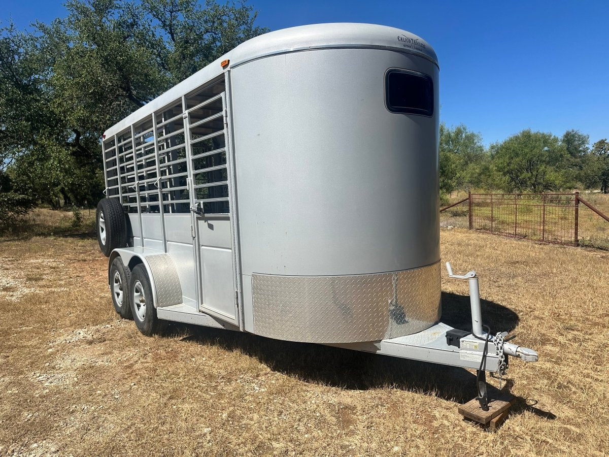 USED-Calico Livestock 6'x16'x7' Bumperpull SILVER-0193 - J4 Trailer