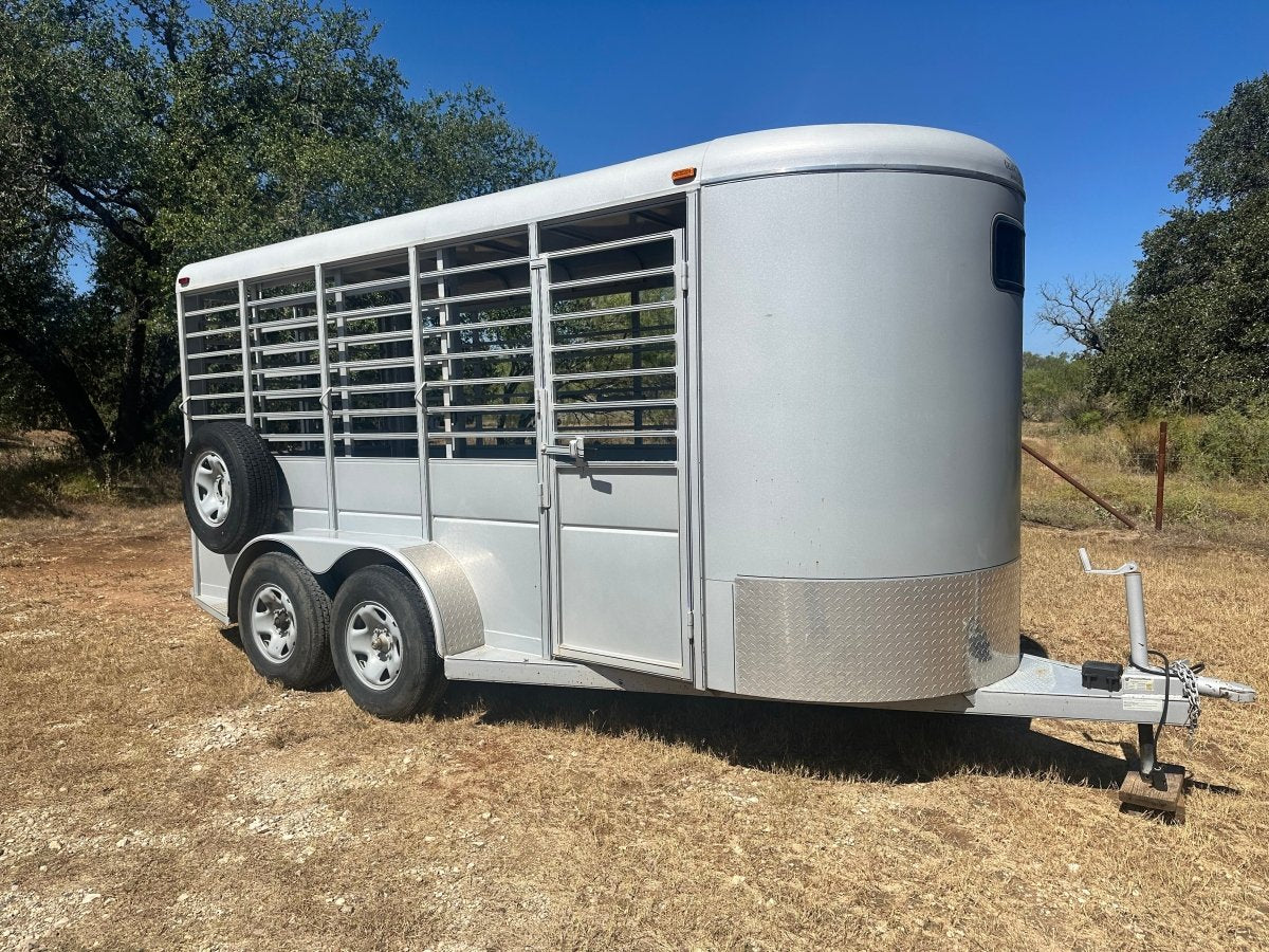 USED-Calico Livestock 6'x16'x7' Bumperpull SILVER-0193 - J4 Trailer