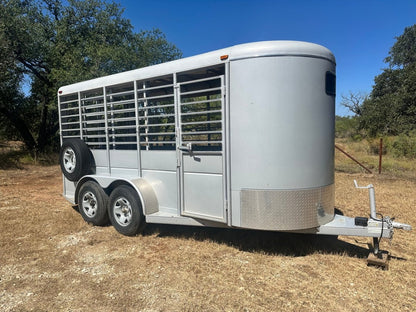 USED-Calico Livestock 6'x16'x7' Bumperpull SILVER-0193 - J4 Trailer
