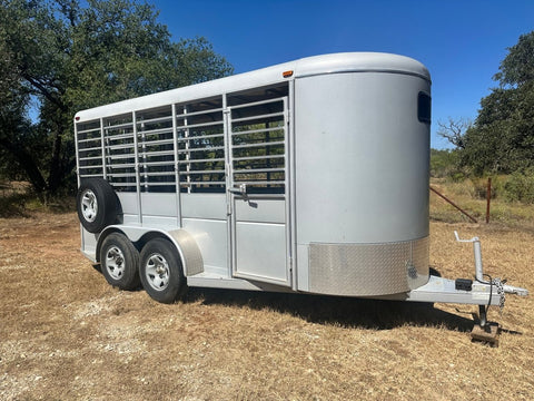 USED-Calico Livestock 6'x16'x7' Bumperpull SILVER-0193 - J4 Trailer