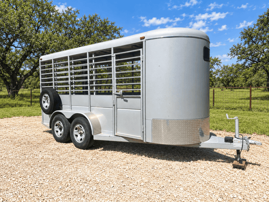 USED-Calico Livestock 6'x16'x7' Bumperpull SILVER-0193 - J4 Trailer