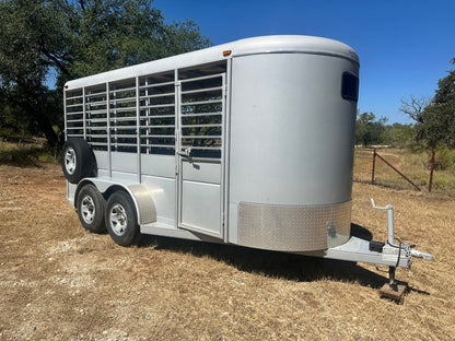 USED-Calico Livestock 6'x16'x7' Bumperpull SILVER-0193 - J4 Trailer
