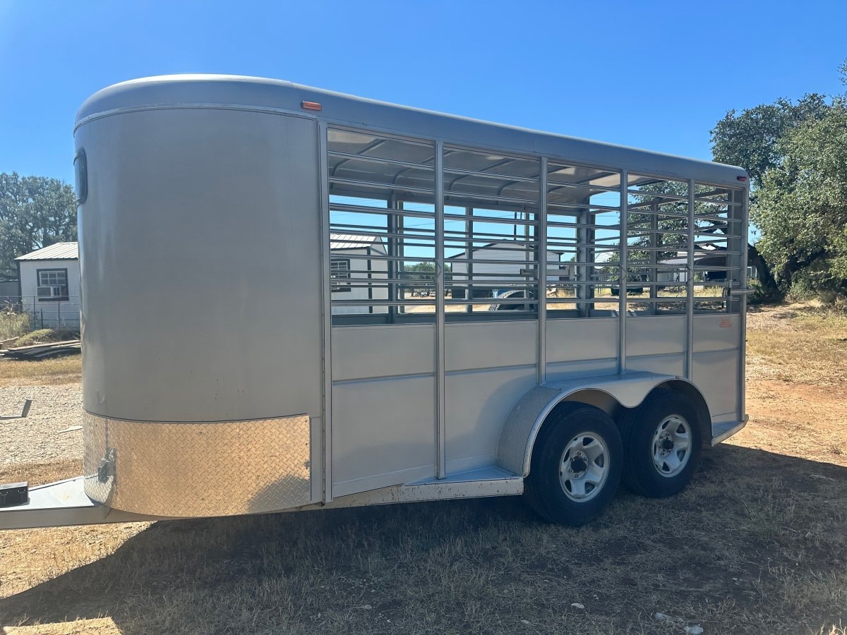 USED-Calico Livestock 6'x16'x7' Bumperpull SILVER-0193 - J4 Trailer