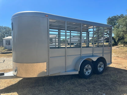 USED-Calico Livestock 6'x16'x7' Bumperpull SILVER-0193 - J4 Trailer