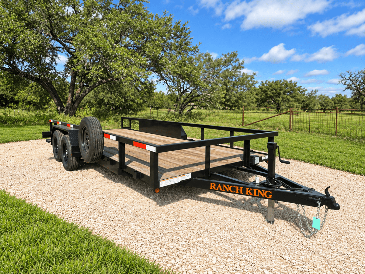 USED Ranch King 6'10"x18' 7K Tandem Utility Trailer RAMPS - 3421 - J4 Trailer