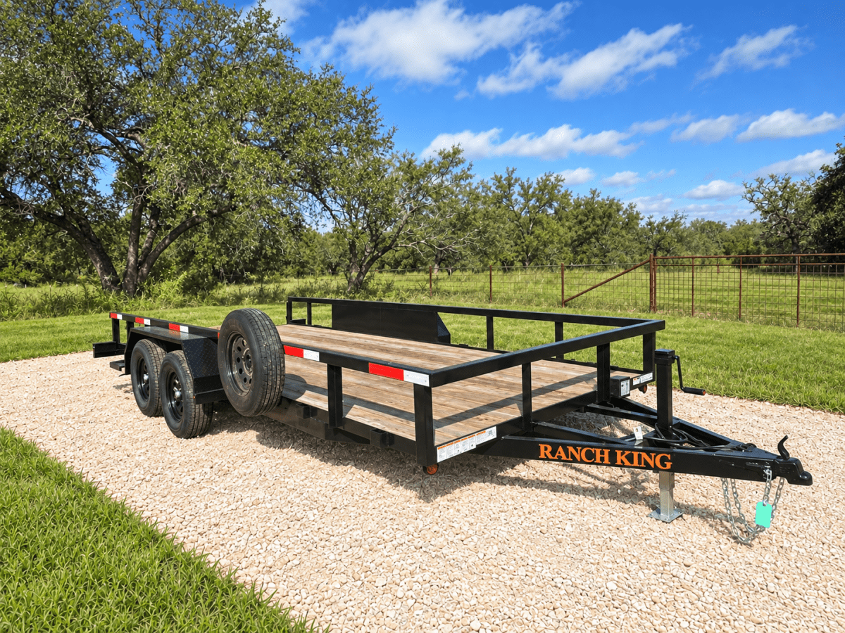 USED Ranch King 6'10"x18' 7K Tandem Utility Trailer RAMPS - 3421 - J4 Trailer
