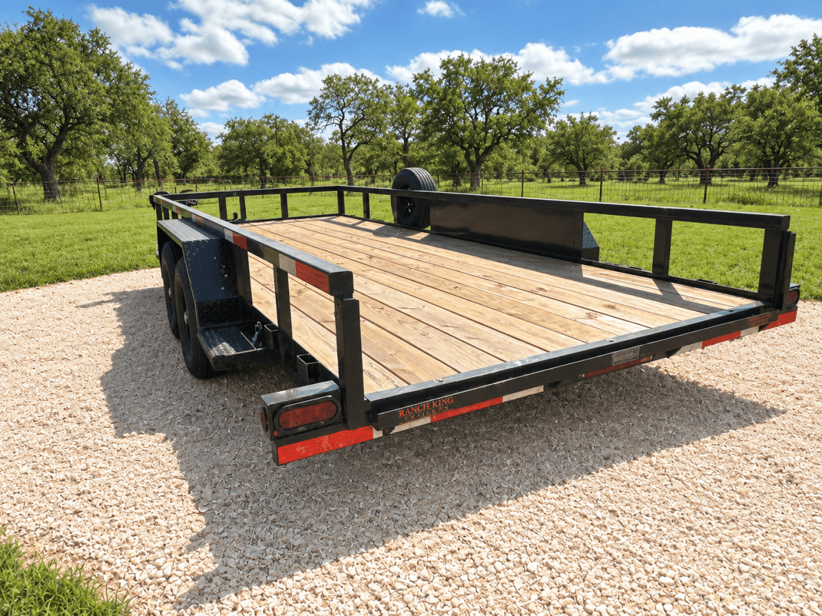 USED Ranch King 6'10"x18' 7K Tandem Utility Trailer RAMPS - 3421 - J4 Trailer
