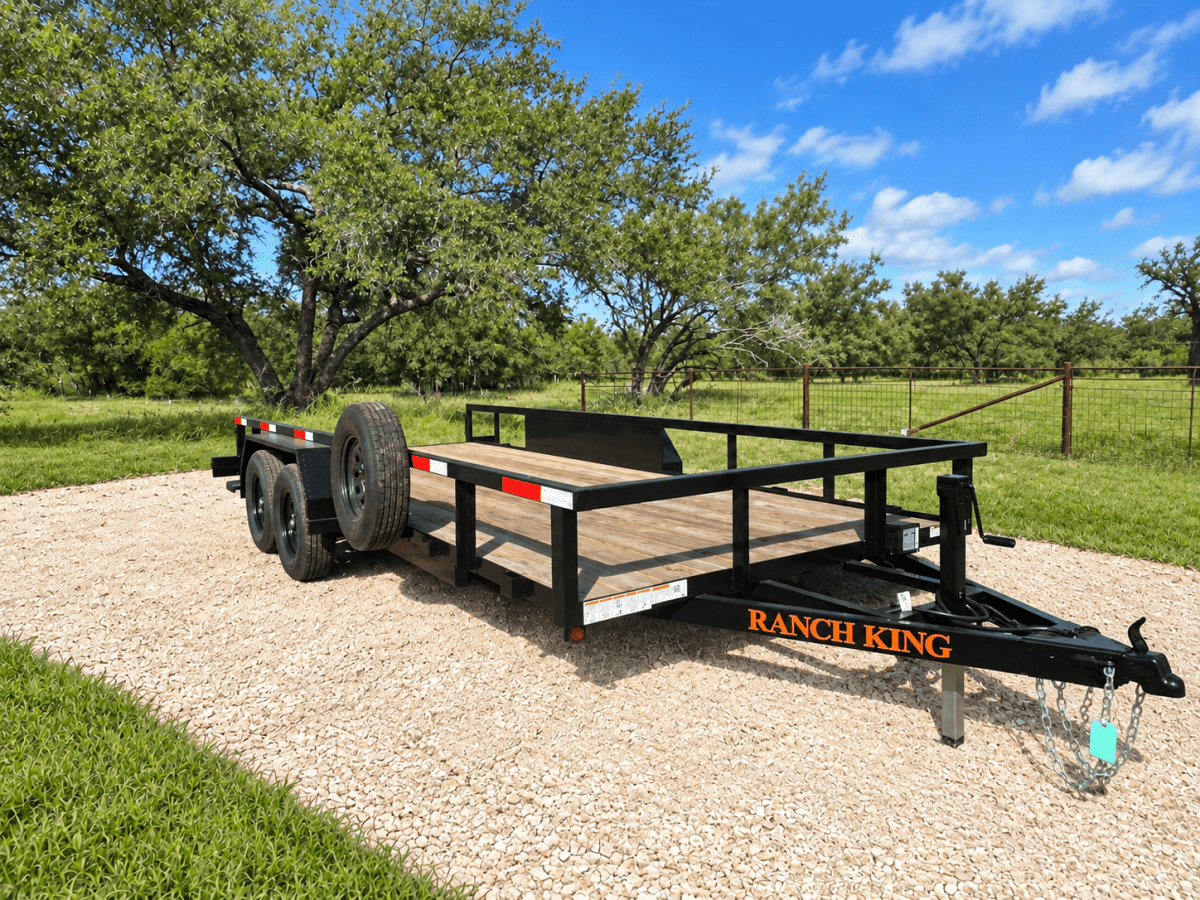 USED Ranch King 6'10"x18' 7K Tandem Utility Trailer RAMPS - 3421 - J4 Trailer