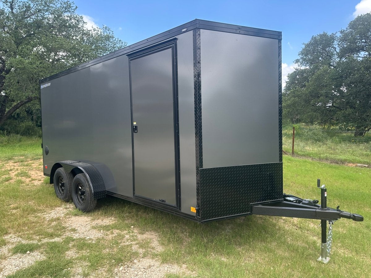 Wells Cargo 7'x16'x7' w/ Translucent Roof- RFV716T2- Charcoal Gray-5477 - J4 Trailer