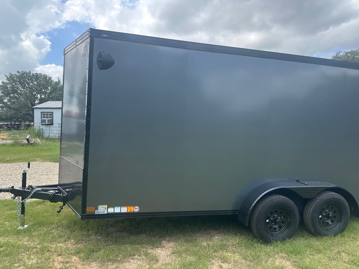 Wells Cargo 7'x16'x7' w/ Translucent Roof- RFV716T2- Charcoal Gray-5477 - J4 Trailer