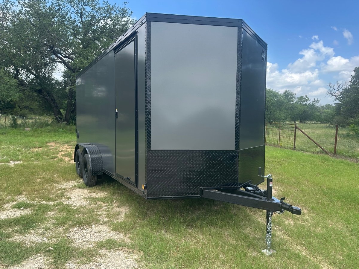 Wells Cargo 7'x16'x7' w/ Translucent Roof- RFV716T2- Charcoal Gray-5477 - J4 Trailer
