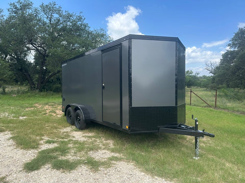 Wells Cargo 7'x16'x7' w/ Translucent Roof- RFV716T2- Charcoal Gray-5477 - J4 Trailer