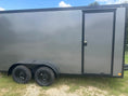 Load image into Gallery viewer, Wells Cargo 7'x16'x7' w/ Translucent Roof- RFV716T2- Charcoal Gray-5477 - J4 Trailer
